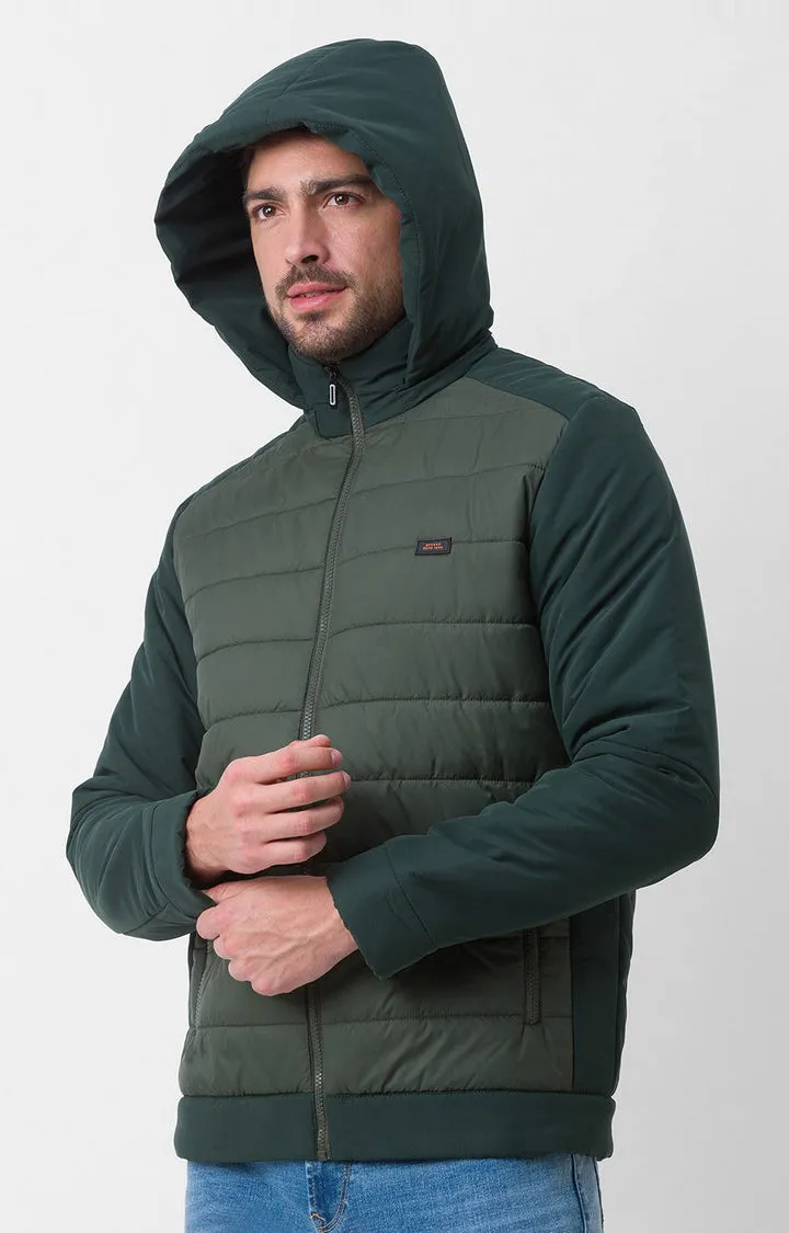 Spykar Bottle Green Polyester Full Sleeve Casual Jacket For Men