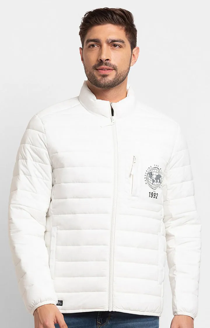 Spykar White Polyester Full Sleeve Casual Jacket For Men