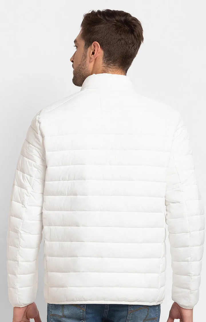 Spykar White Polyester Full Sleeve Casual Jacket For Men