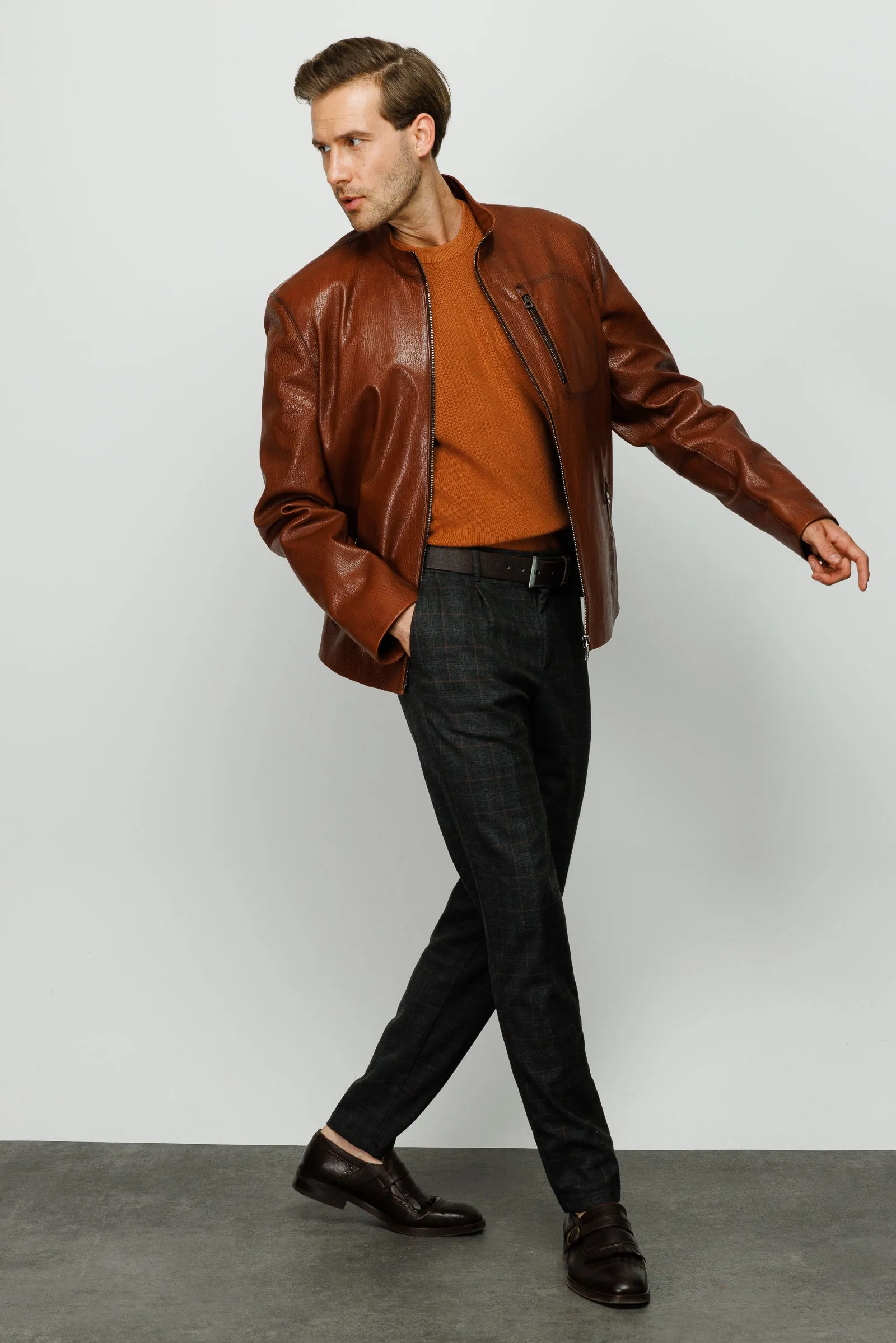 The Elgin Brown Leather Men Jacket