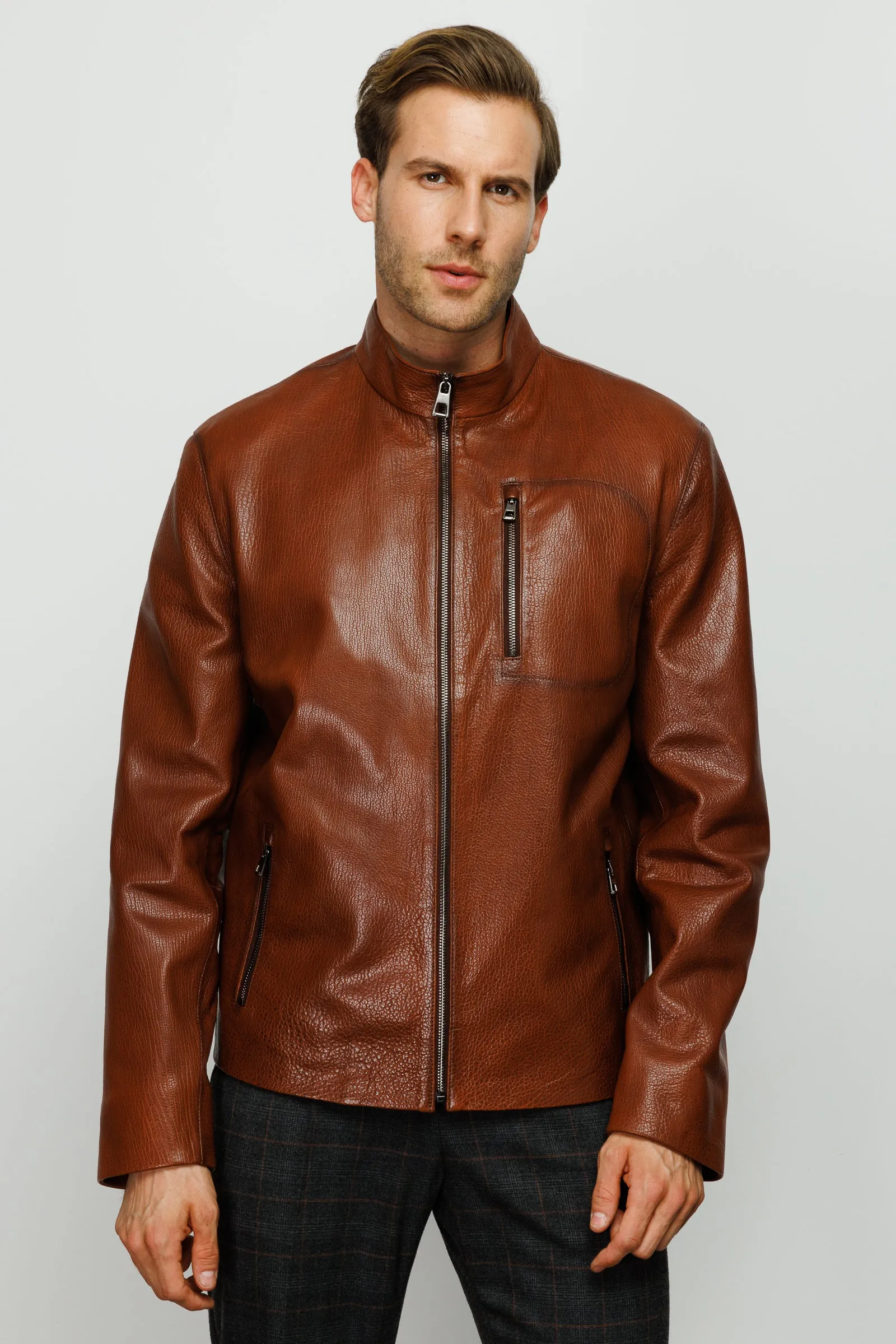 The Elgin Brown Leather Men Jacket