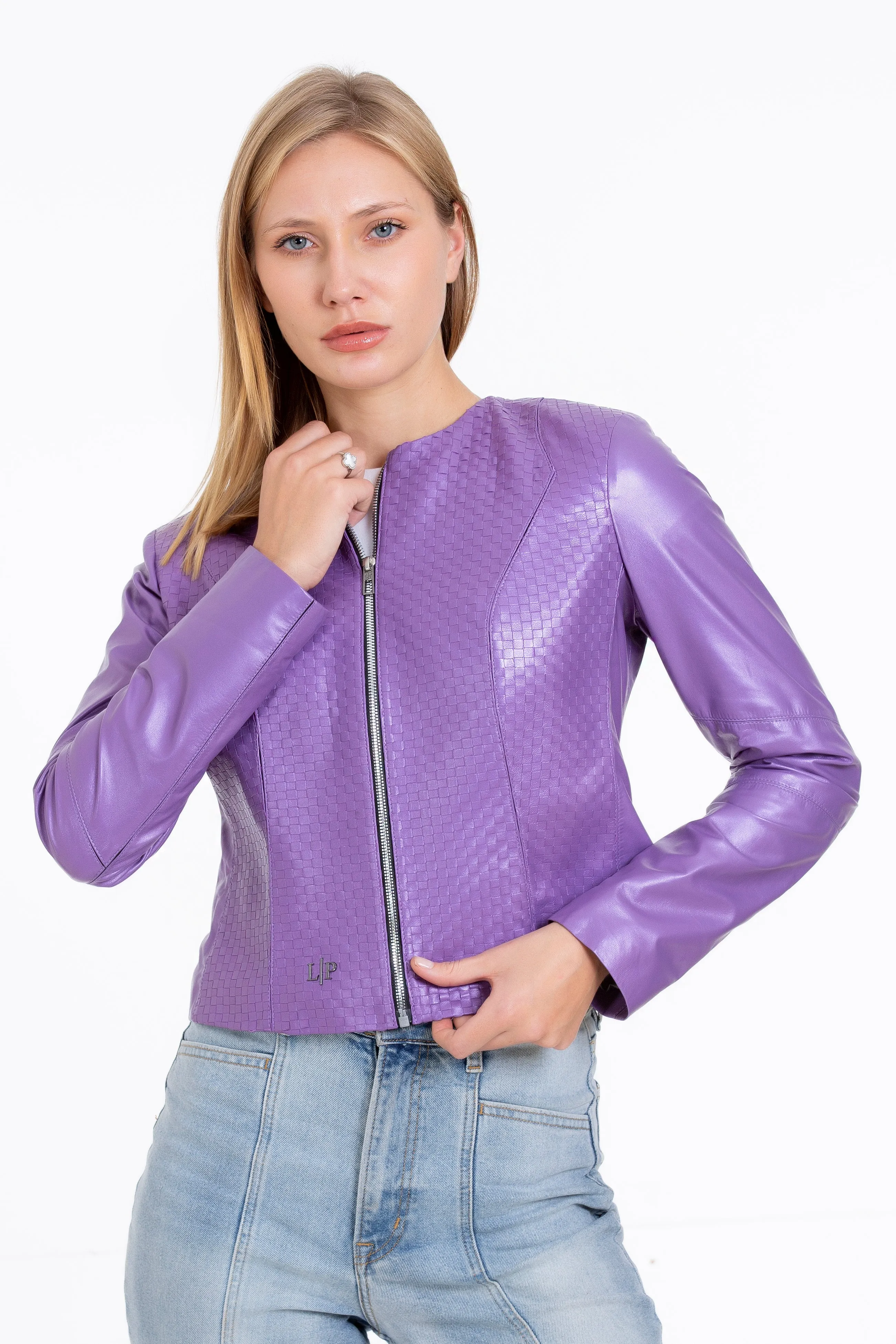 The Havnen  Lilac Leather Women Jacket