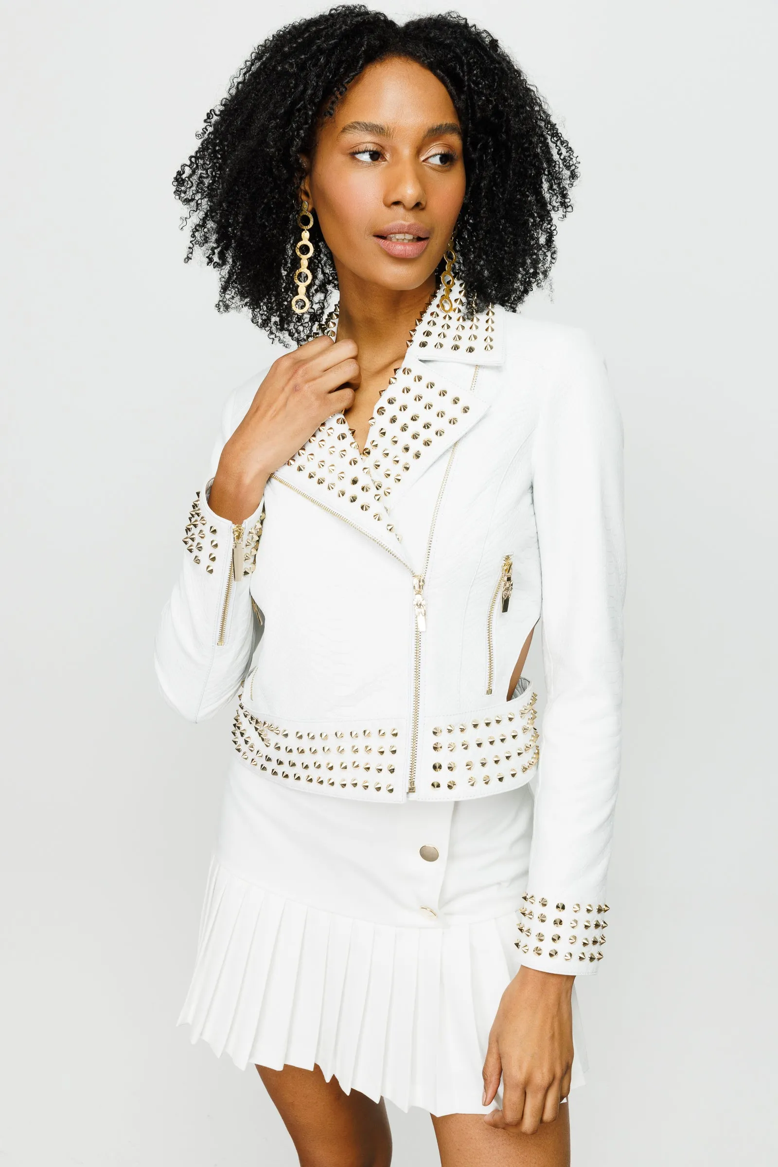 The Infanta White Leather Women Jacket