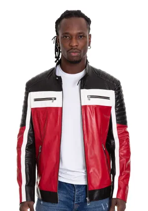 The Martos Black & Red Leather Men  Jacket