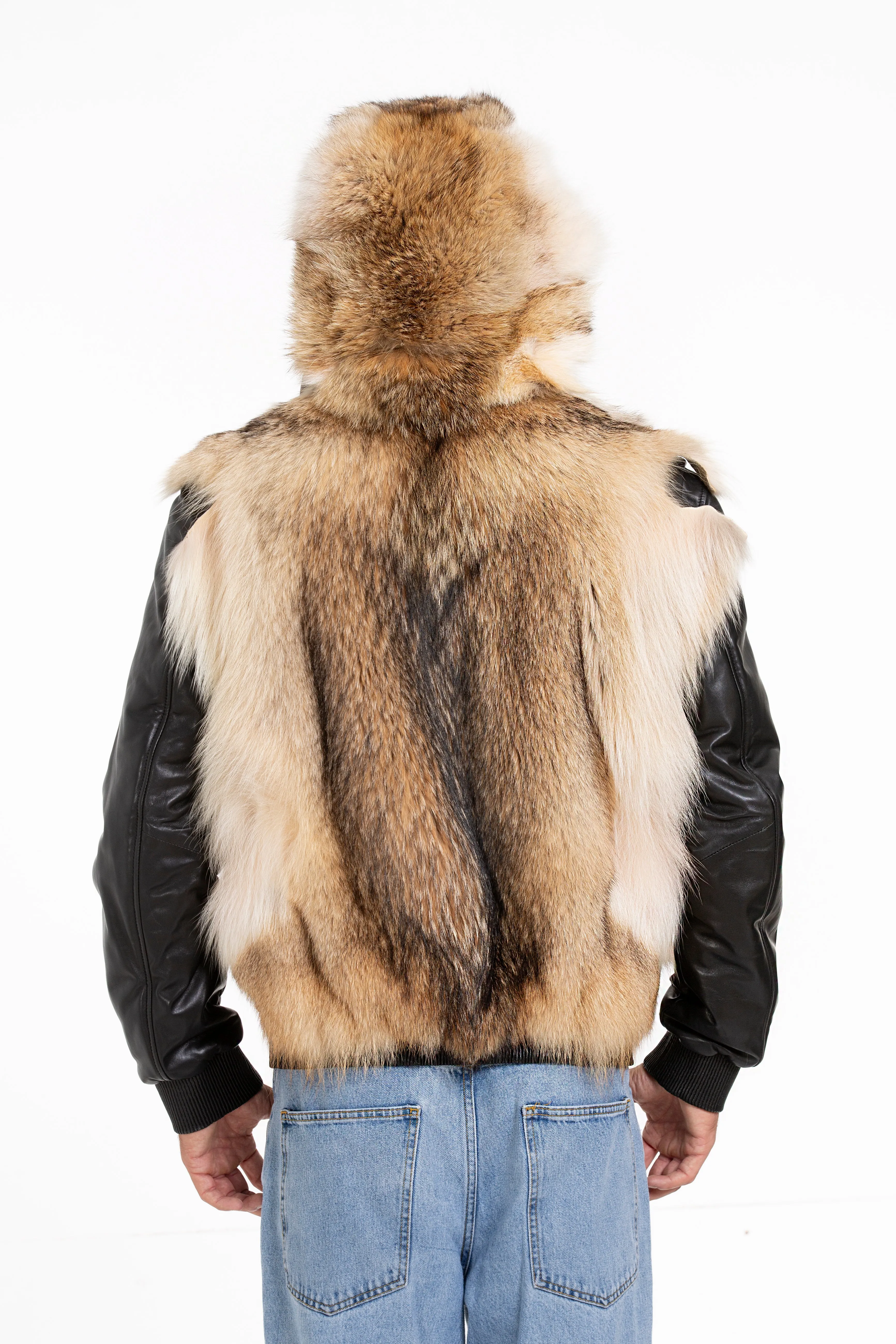 The Melbourne Pure Wolf Fur Leather Black Men Jacket