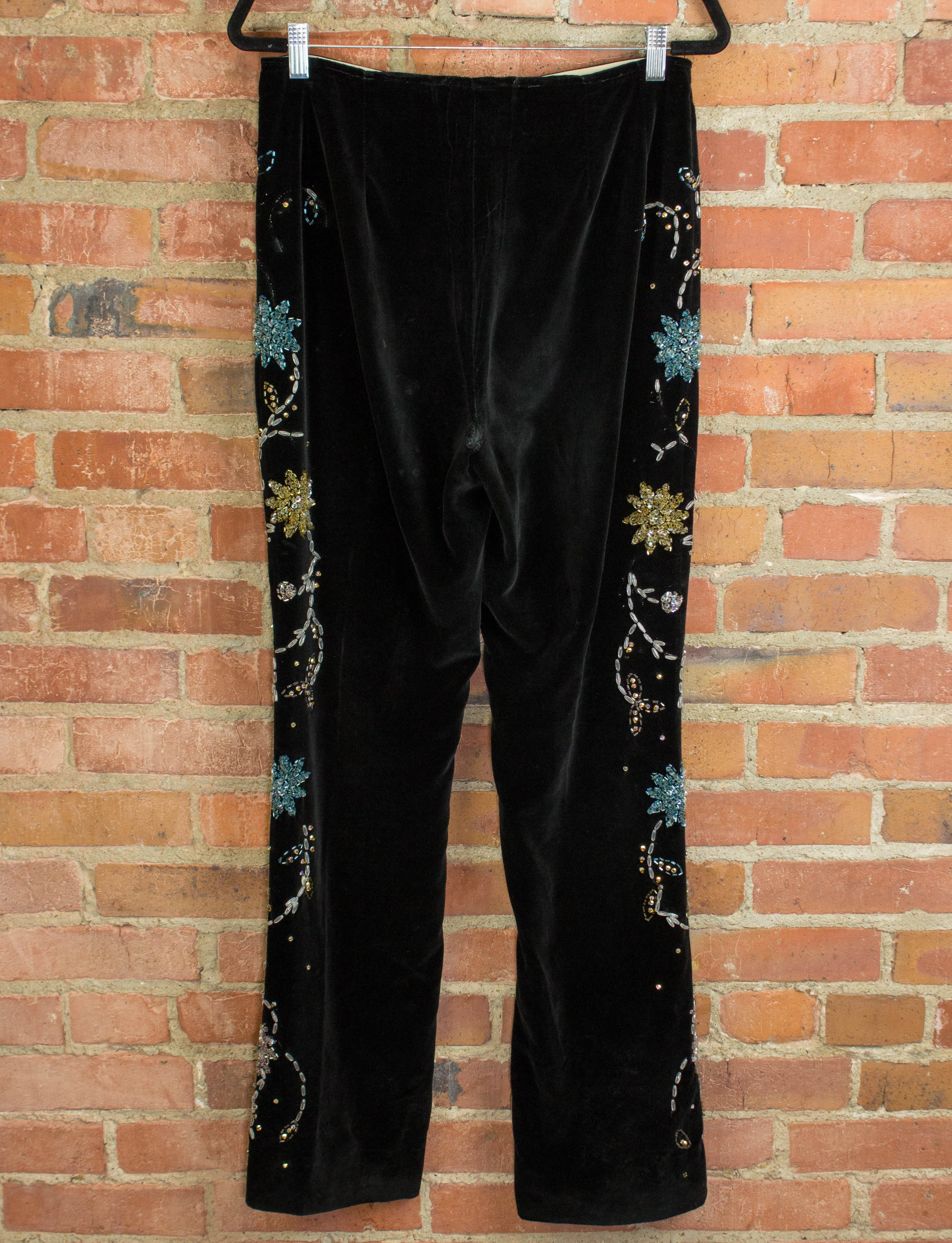 Vintage Granny Takes A Trip Black Velvet Bolero Jacket & Pants 70s Lou Reed