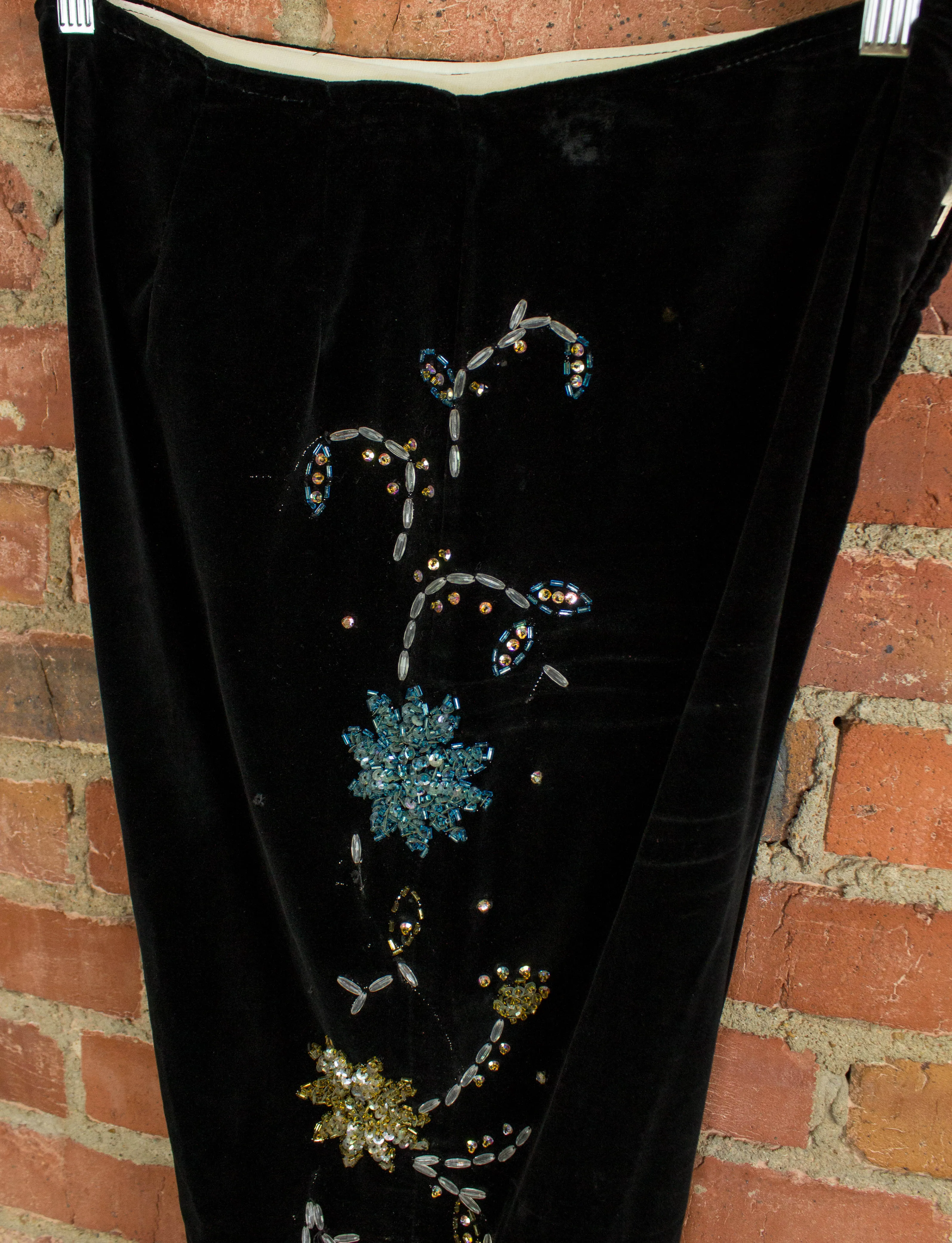 Vintage Granny Takes A Trip Black Velvet Bolero Jacket & Pants 70s Lou Reed