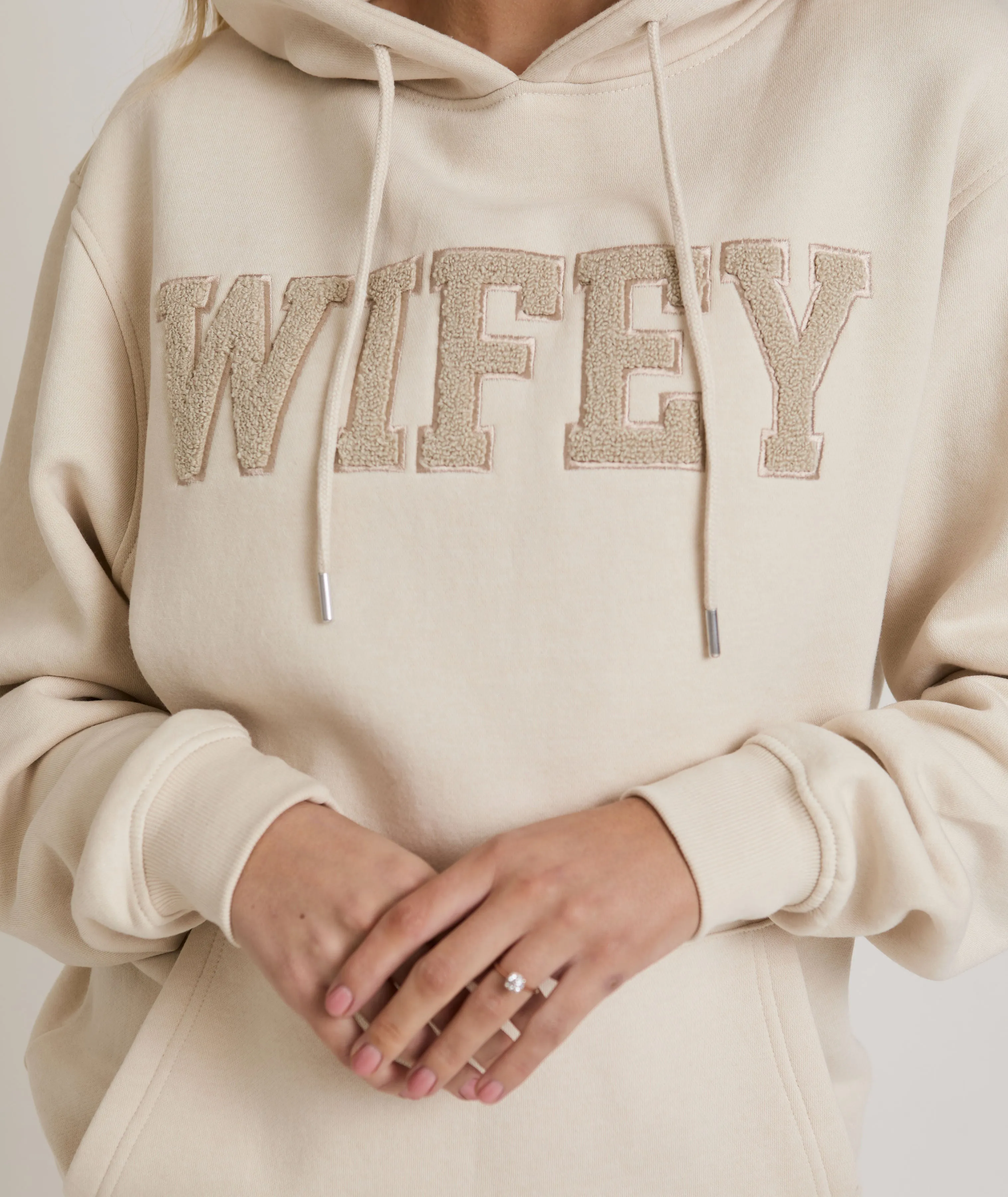 Wifey Teddy Hoodie - Champagne