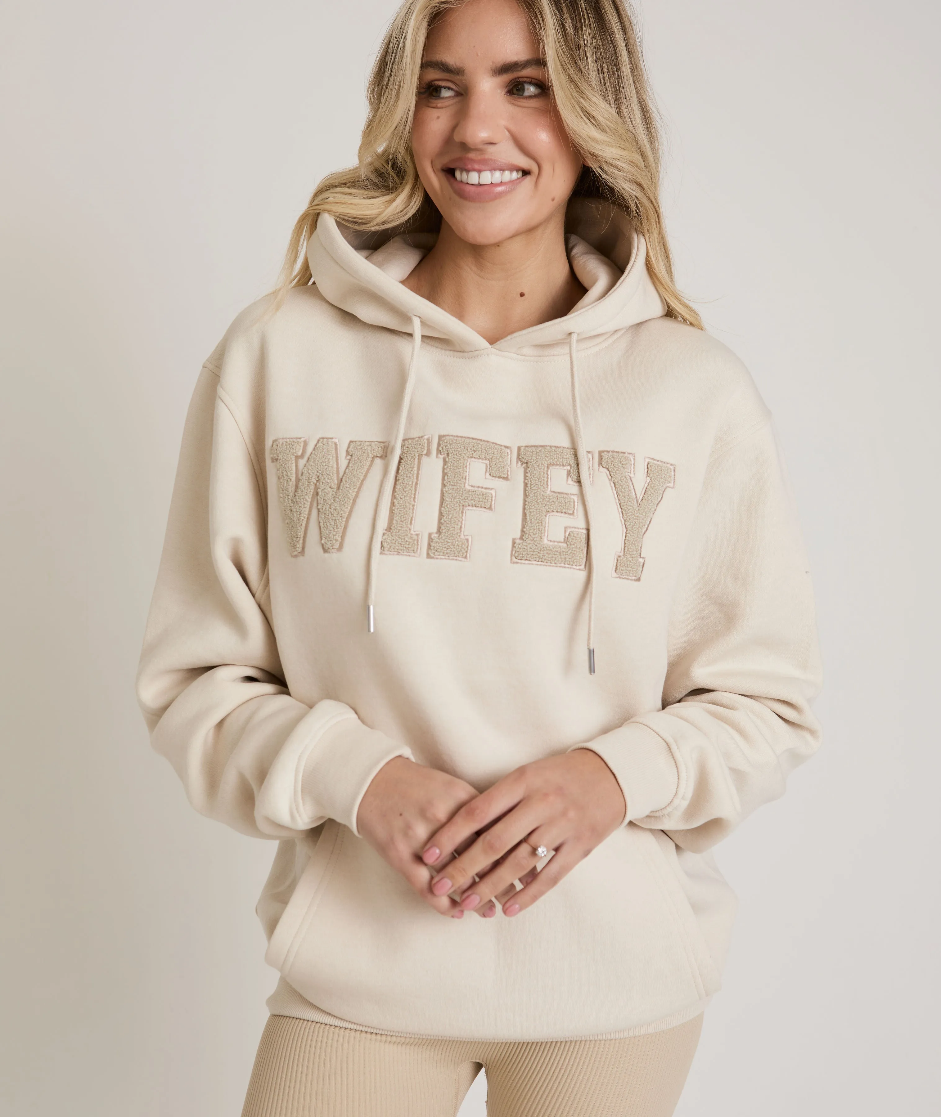 Wifey Teddy Hoodie - Champagne